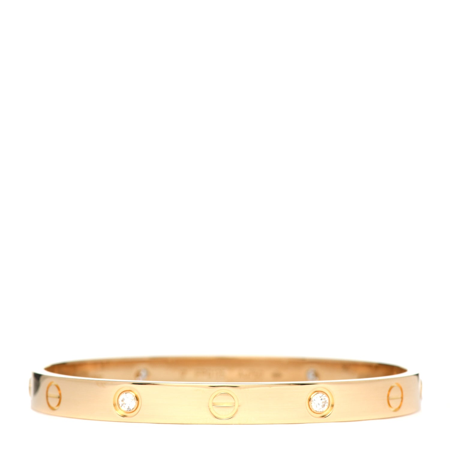Cartier 18K Yellow Gold 4 Diamond LOVE Bracelet 17 3 of 5
