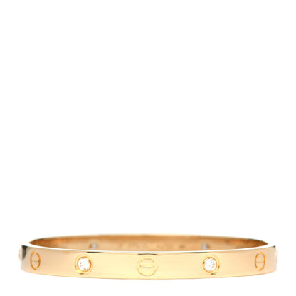 Cartier 18K Yellow Gold 4 Diamond LOVE Bracelet 17 3 of 5