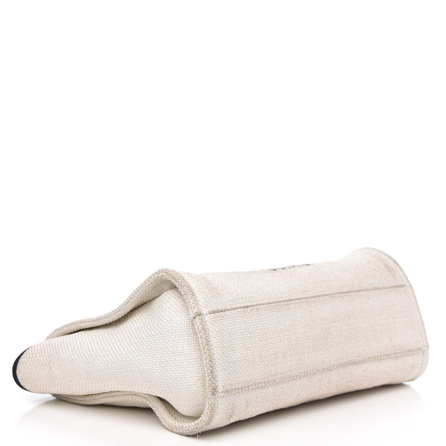 Woven Straw Raffia Small Deauville Tote White Navy
