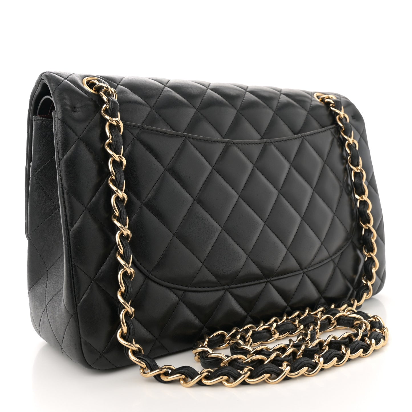 Lambskin Quilted Jumbo Double Flap Black