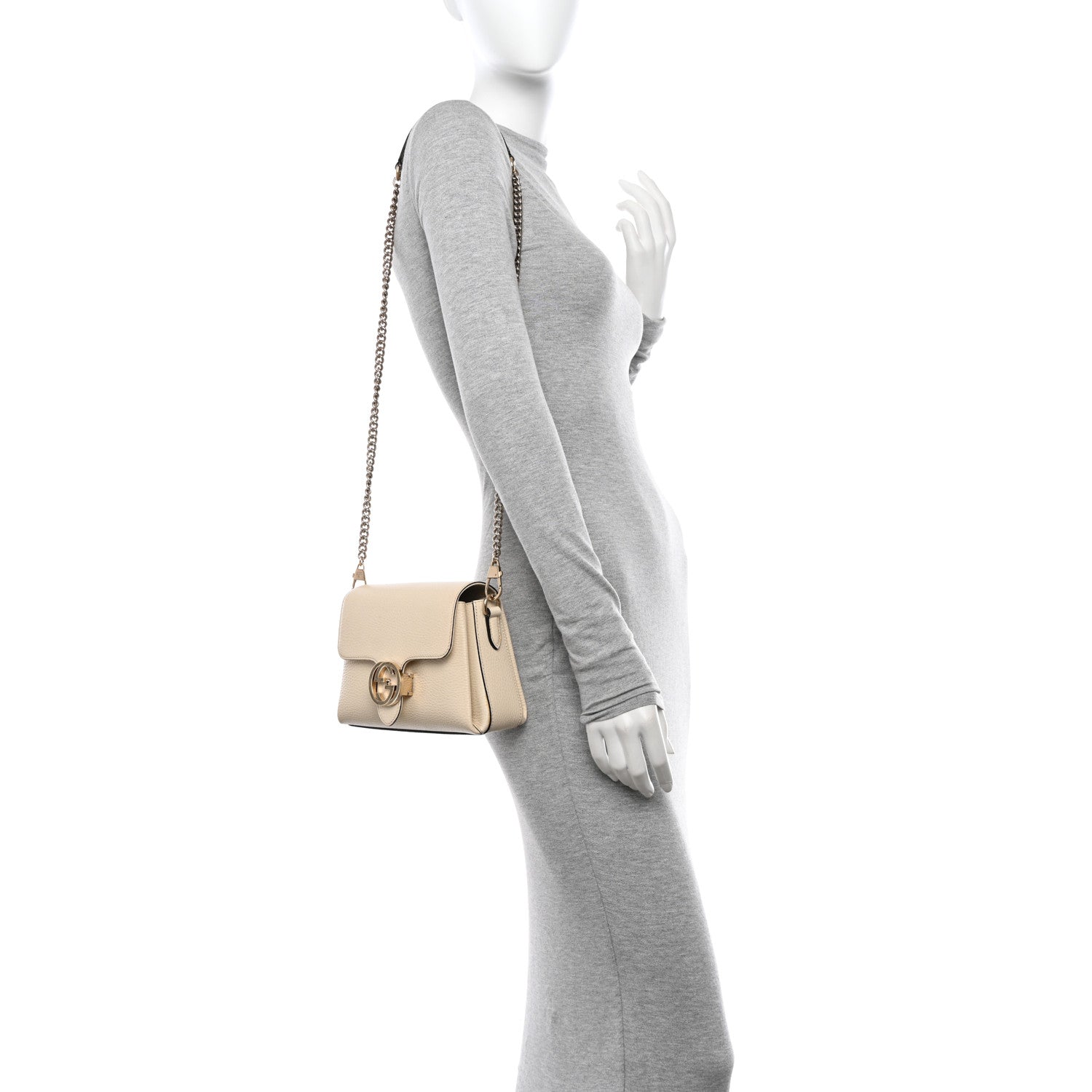 Gucci Dollar Calfskin Interlocking G Crossbody Bag Mystic White 2 of 16