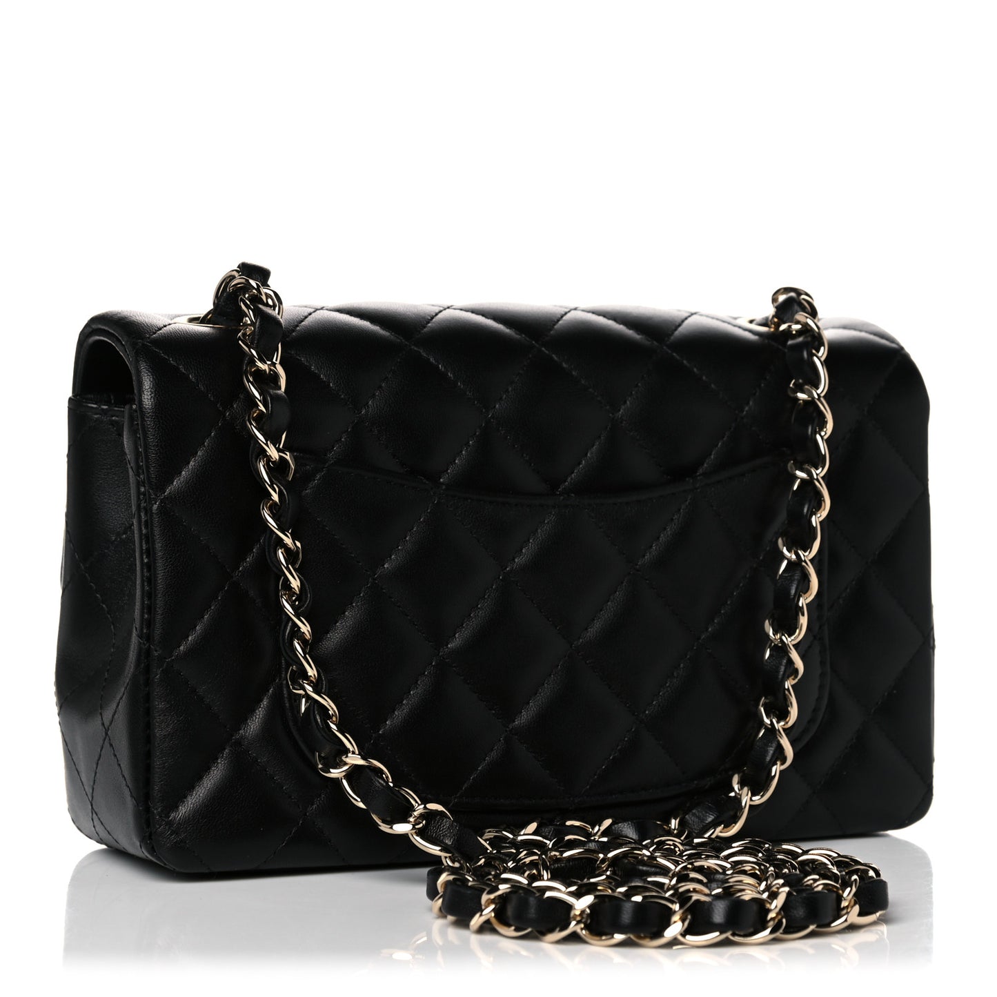Lambskin Quilted Mini Rectangular Flap Black