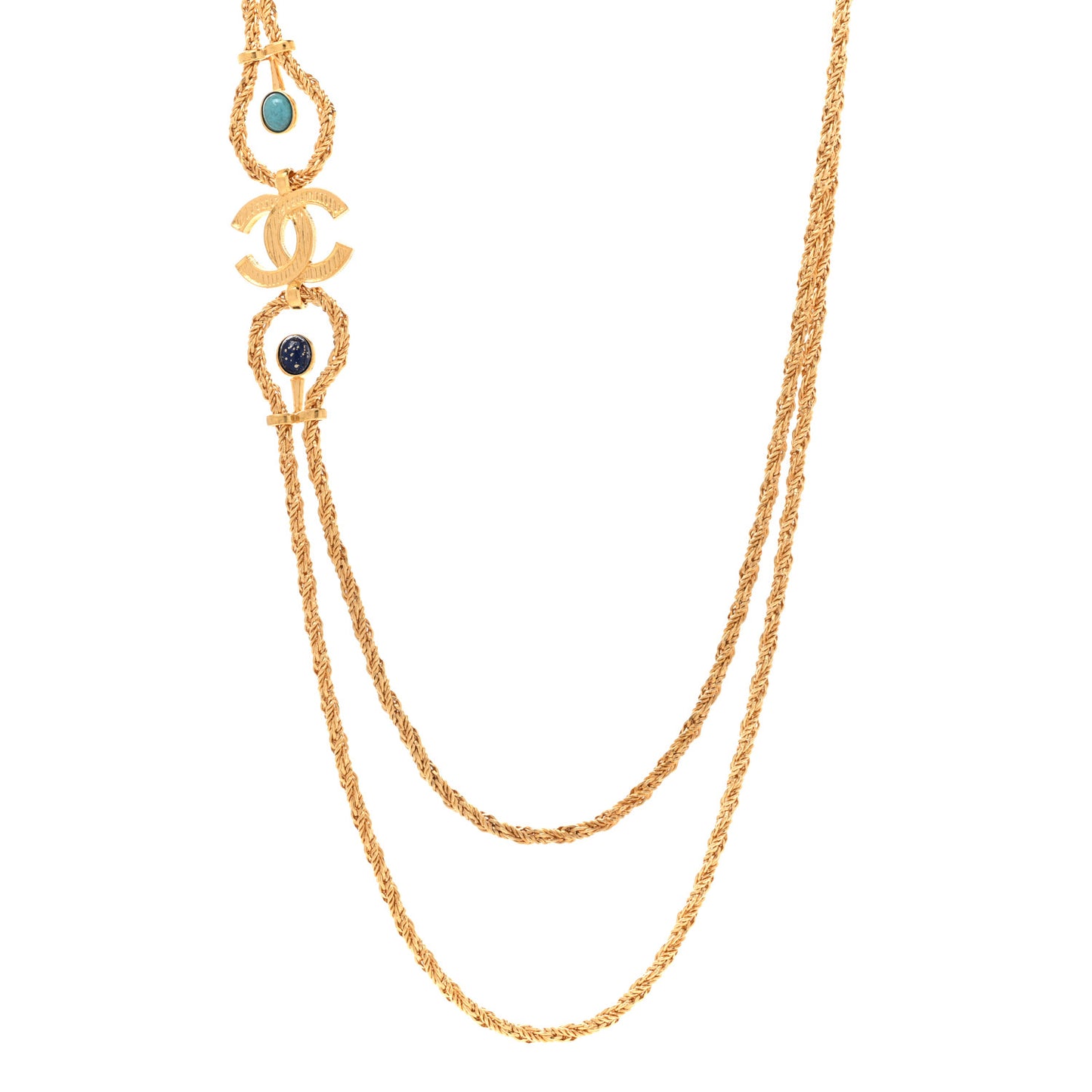 Pearl Bead Crystal CC Necklace Gold