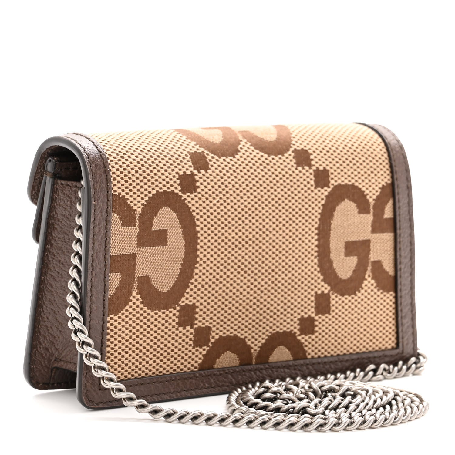 Gucci Monogram Jumbo GG Textured Dollar Calfskin Super Mini Dionysus Shoulder Bag Camel Ebony New Acero 3 of 9