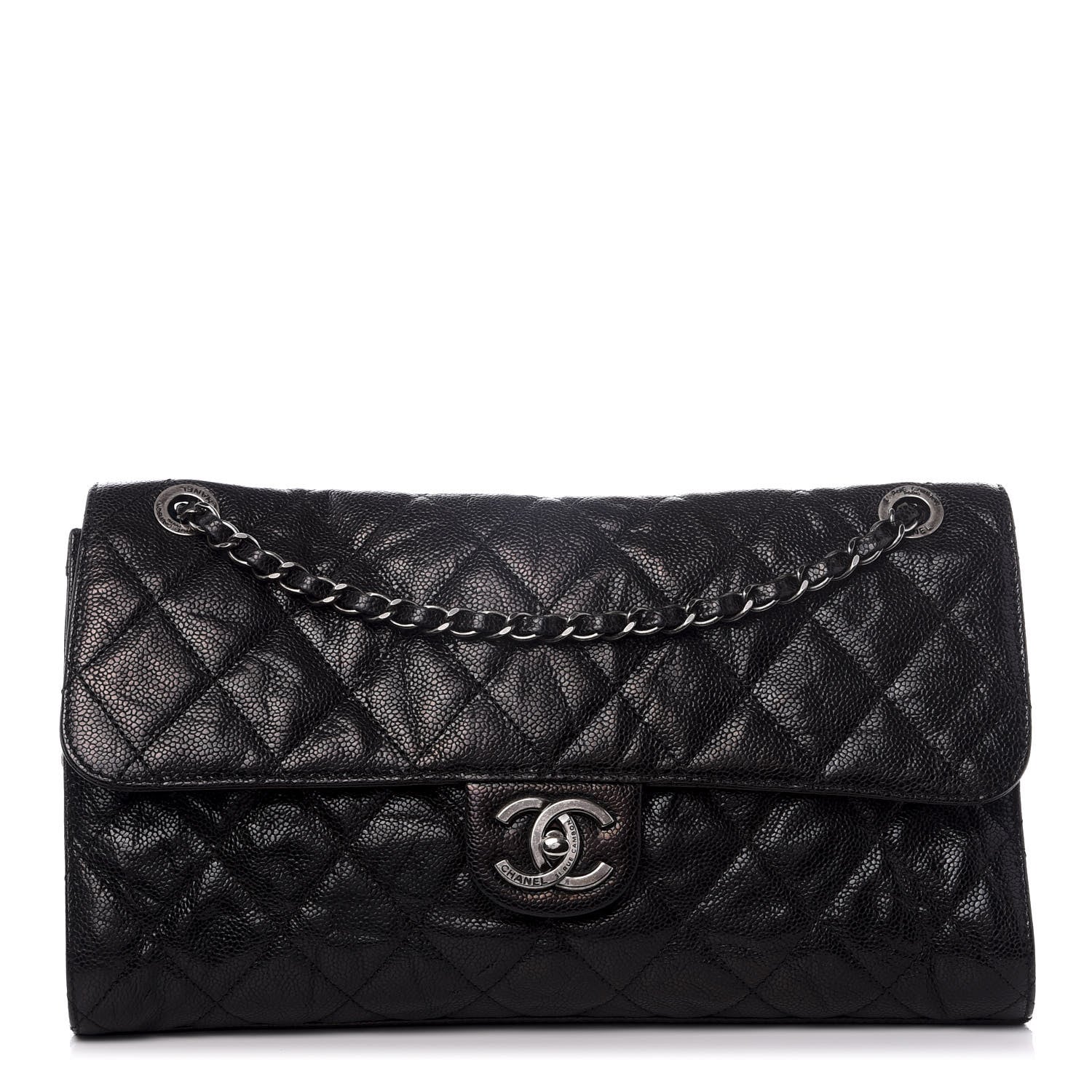 Chanel Crumpled Grained Calfskin Jumbo CC Crave Flap Black 1 of 8