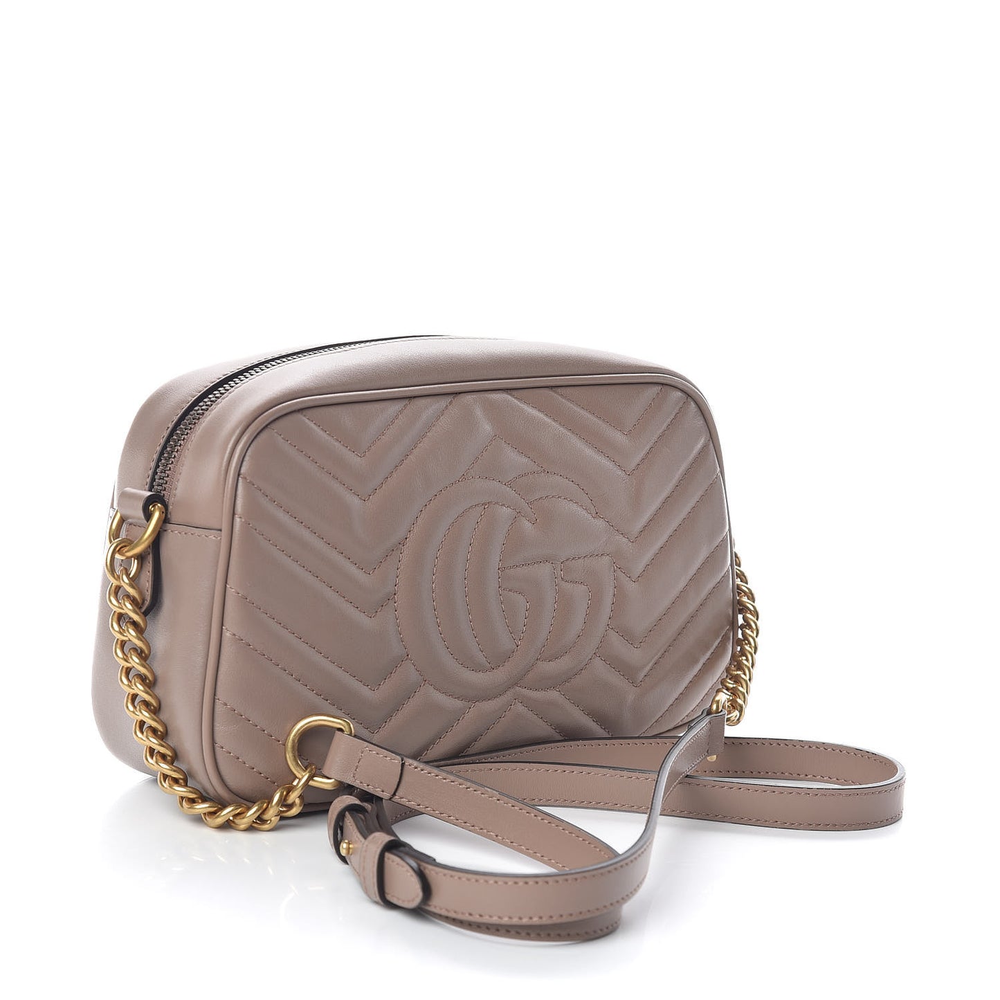 Calfskin Matelasse Small GG Marmont Chain Shoulder Bag Porcelain Rose