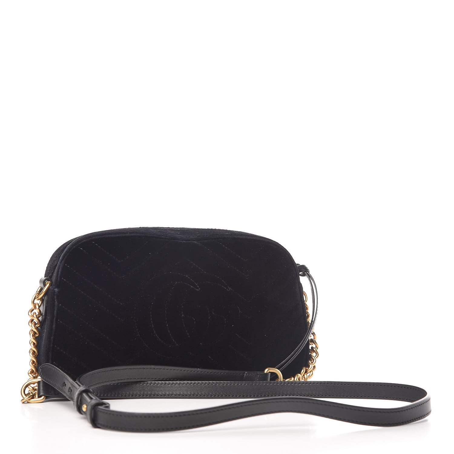 Gucci Velvet Matelasse Small GG Marmont Chain Shoulder Bag Black 3 of 21