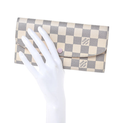 Louis Vuitton Damier Azur Emilie Wallet Rose Ballerine 2 of 16