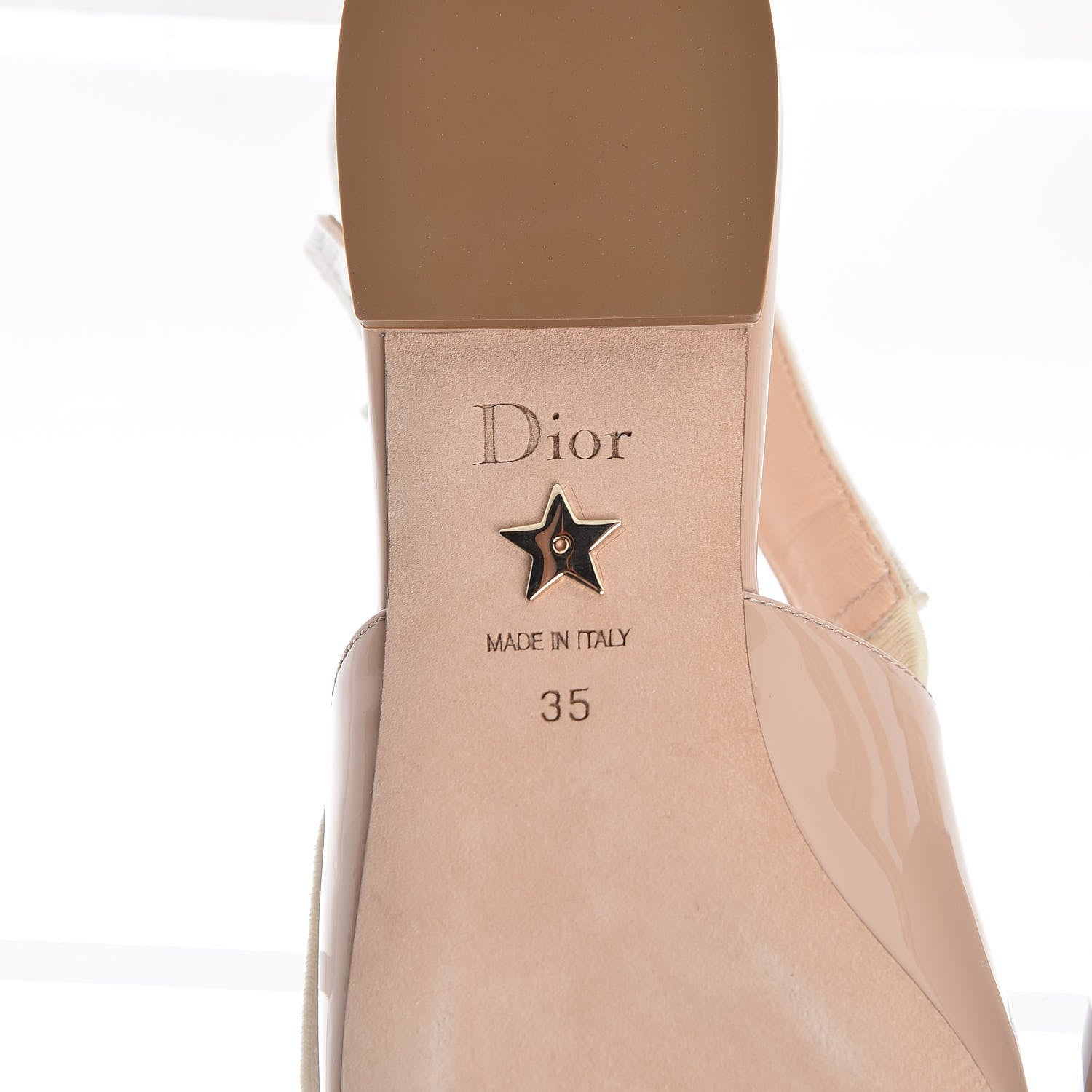 Christian Dior Patent Ribbon J'Adior Slingback Ballet Flats 35 Nude 5 of 8