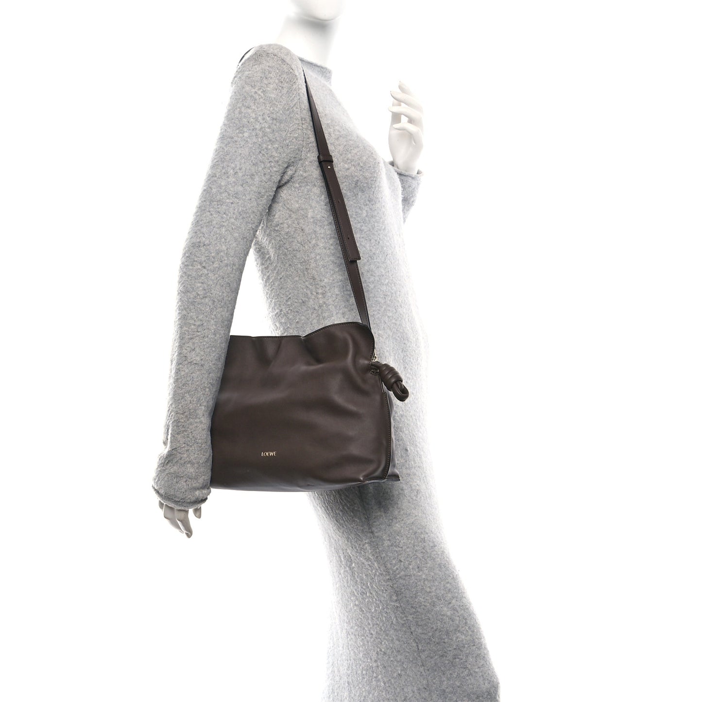 Nappa Medium Flamenco Knot Bag Chocolate