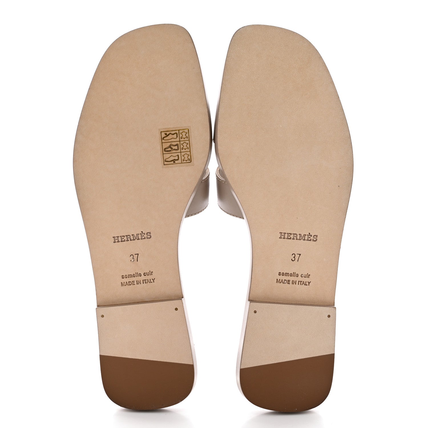 Hermes Box Calfskin Oran Sandals 37 Beige Mastic 5 of 11