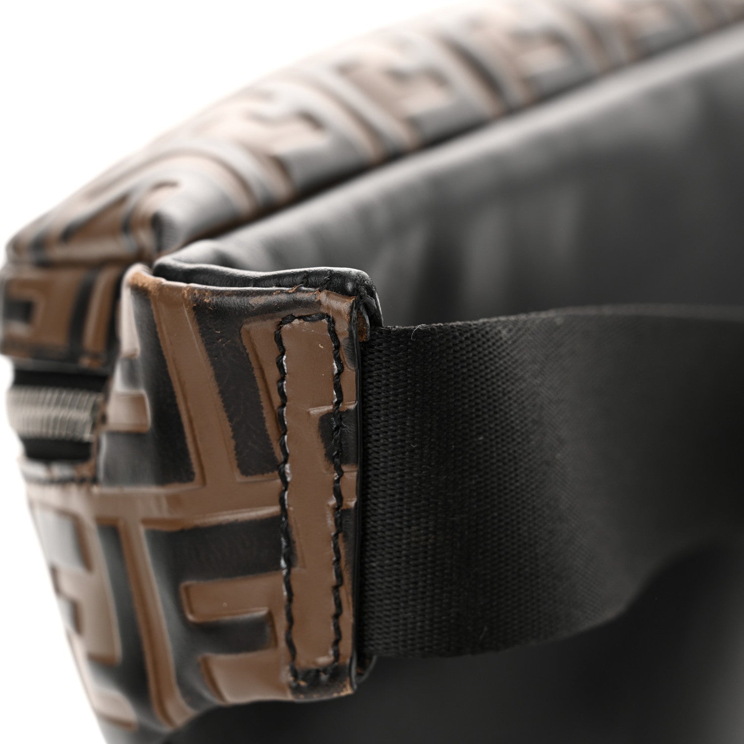 Fendi Vitello Century Bi-Color FF 1974 Embossed Belt Bag Maya Black 12 of 14
