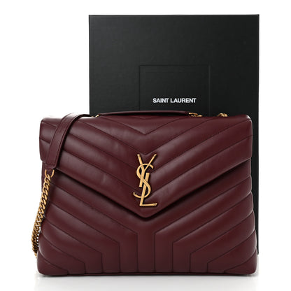 Saint Laurent Calfskin Y Quilted Monogram Medium Loulou Chain Satchel Rouge Legion 11 of 11
