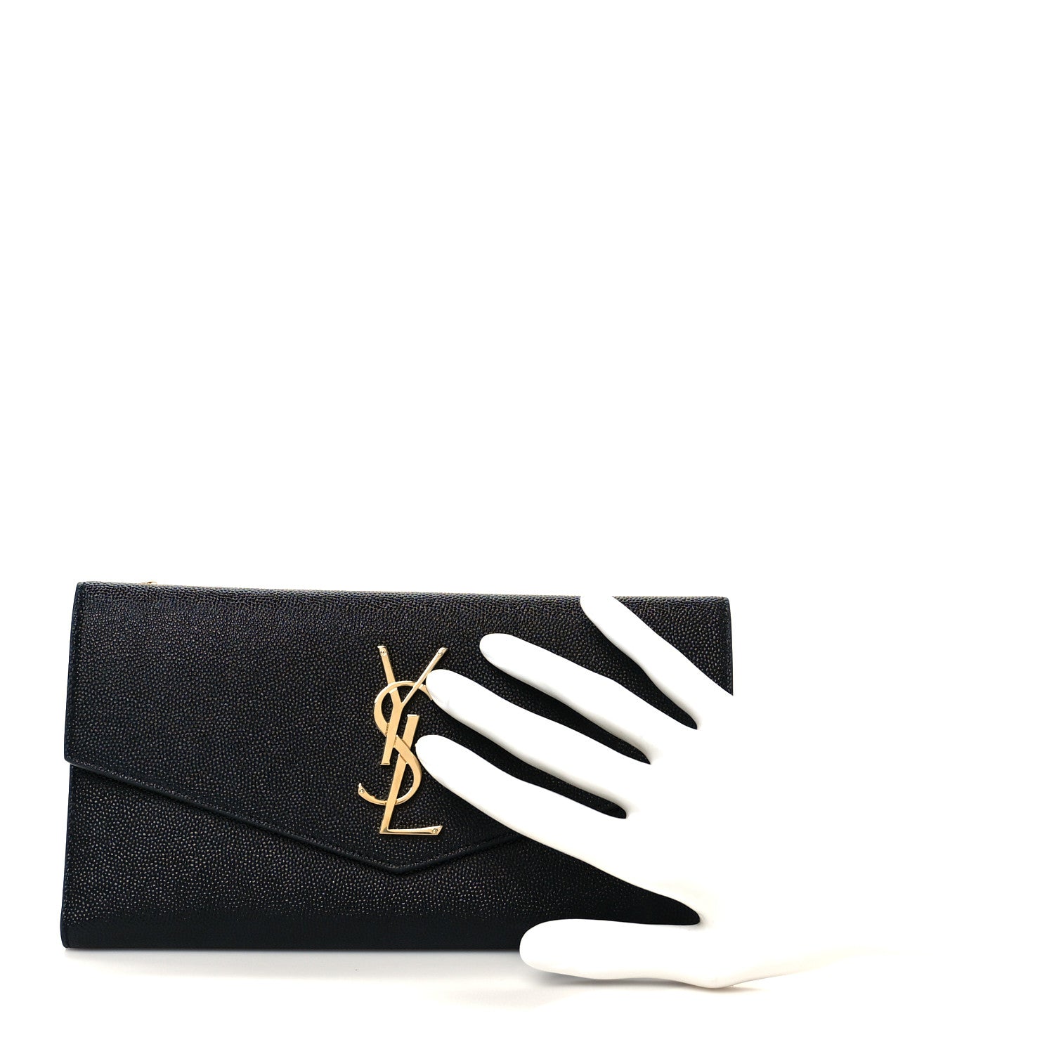 Saint Laurent Grain De Poudre Monogram Uptown Wallet Black 3 of 22