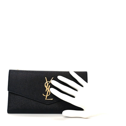 Saint Laurent Grain De Poudre Monogram Uptown Wallet Black 3 of 22