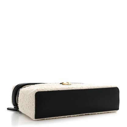 Chanel Boucle Calfskin Top Handle Slim Vanity Case With Chain Ecru Black 11 of 12