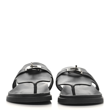 Hermes Calfskin Womens Empire Sandals 37 Black 3 of 10