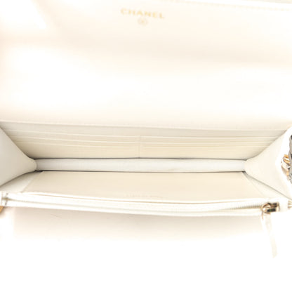 Chanel Goatskin Quilted Chanel 19 Wallet On Chain WOC White 5 of 12