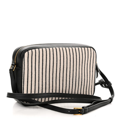 Saint Laurent Canvas Calfskin Monogram Lou Camera Bag Black Grey Cream 3 of 10