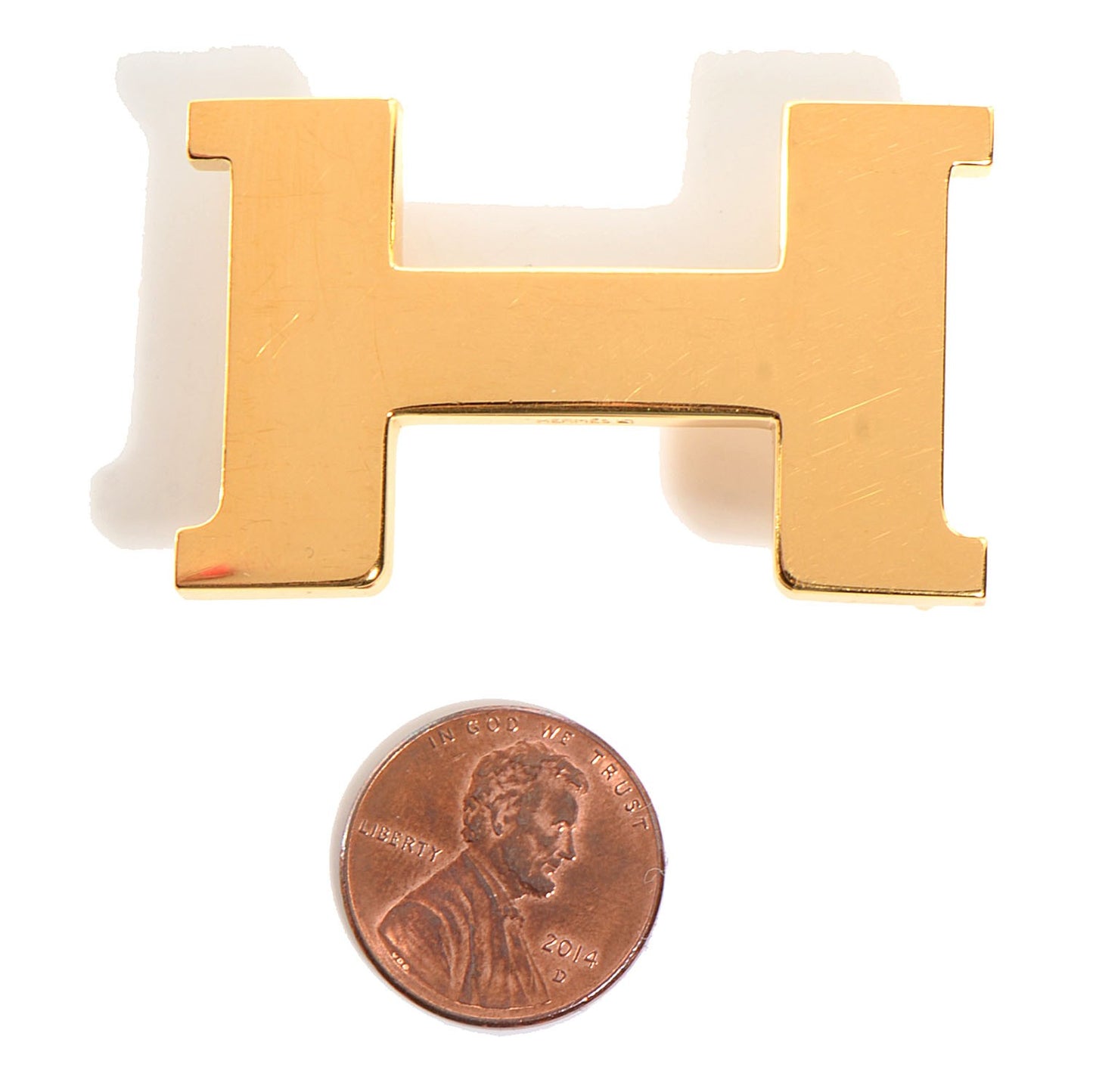 Polished 24mm H Belt Buckle Gold