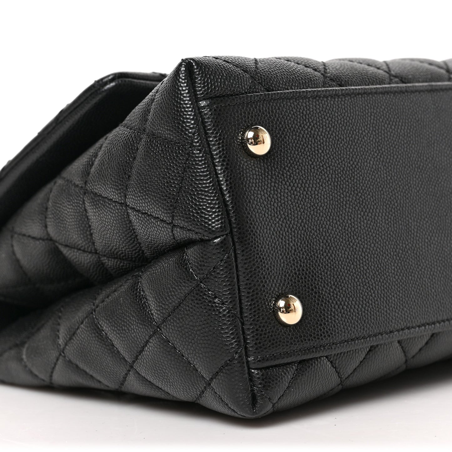 Caviar Quilted Small Coco Handle Flap Black