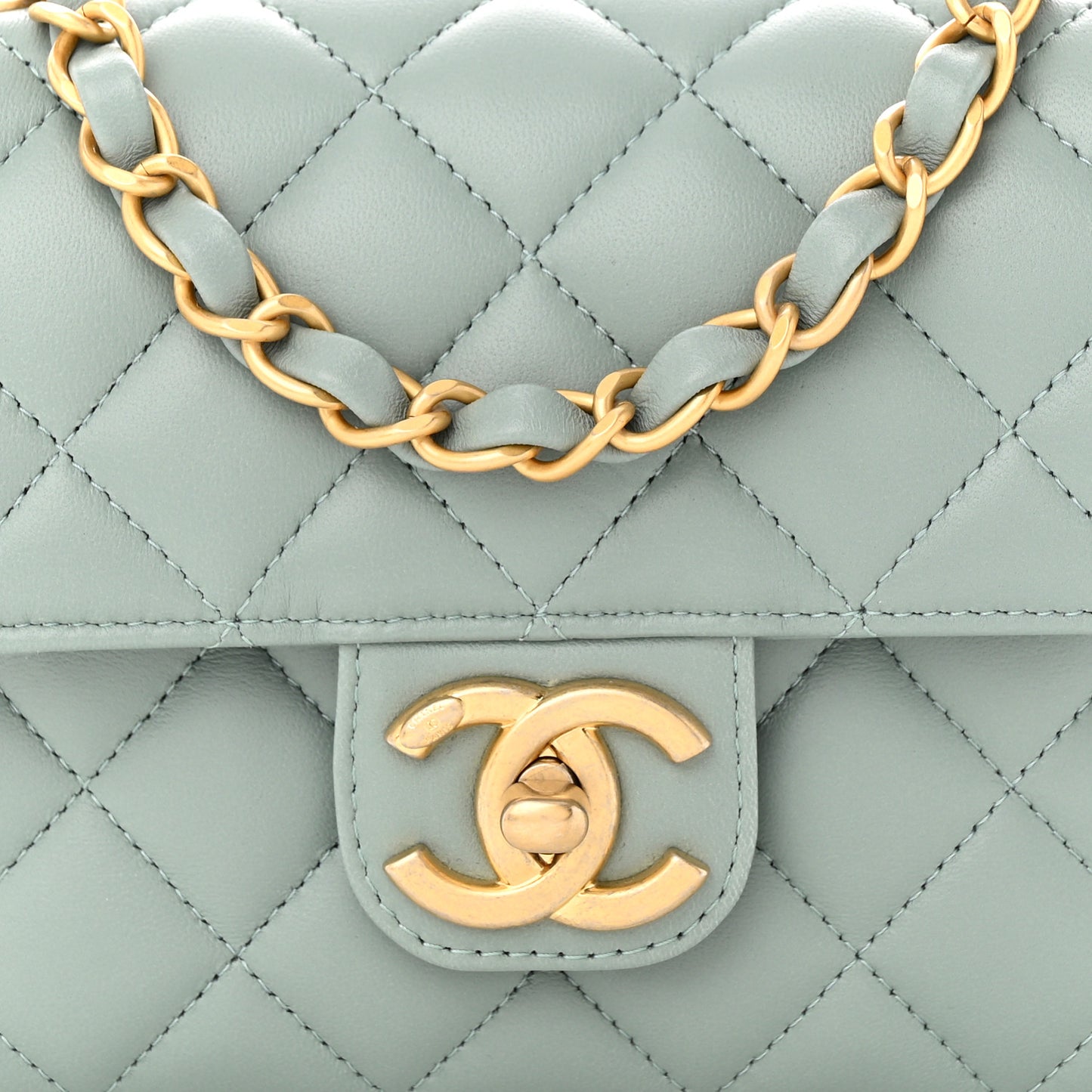 Lambskin Quilted Casino Chips Mini Square Flap Grey