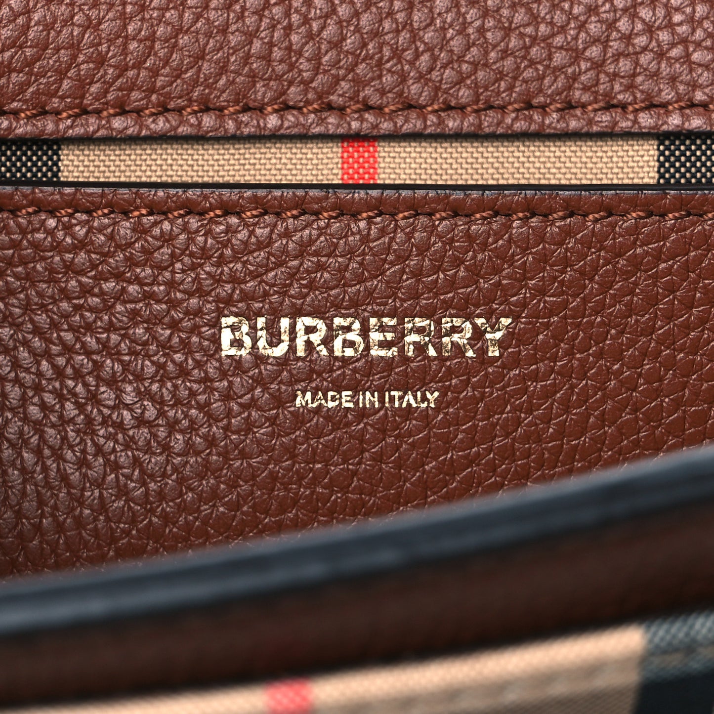 Grainy Calfskin Vintage Check Note Crossbody Bag Malt Brown