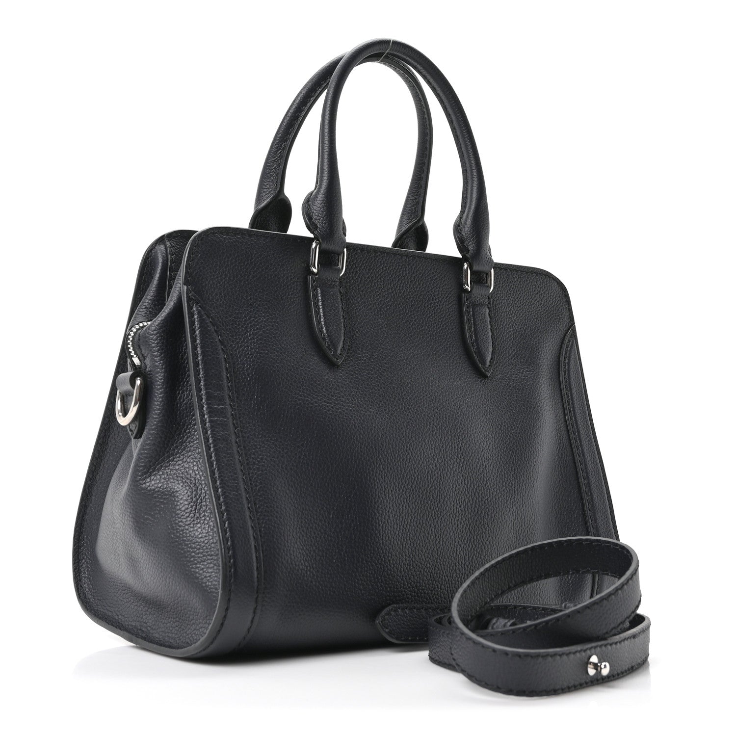 Alexander McQueen ブラック ケース Alexander McQueen Pebbled Calfskin Small Skull Padlock Zip Around