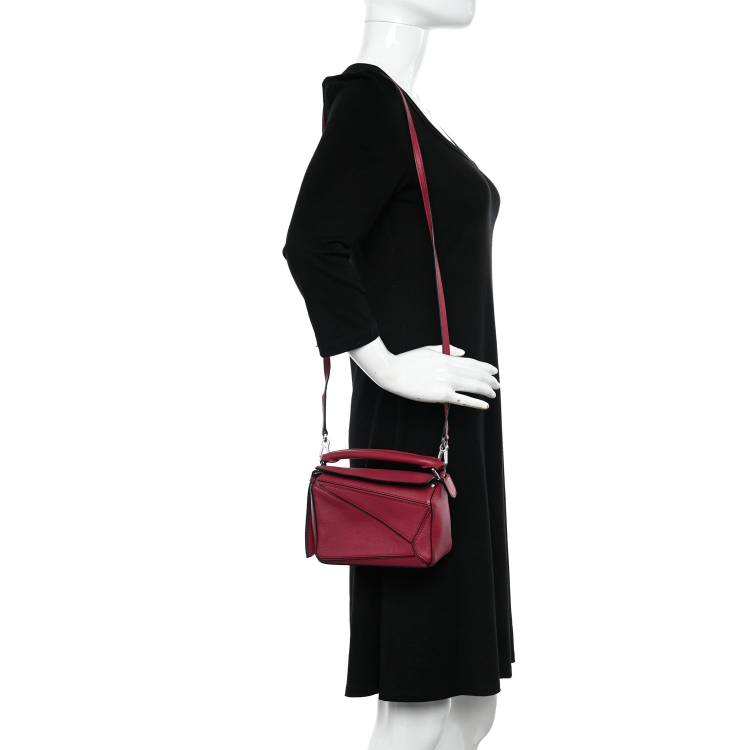 Loewe Calfskin Mini Puzzle Bag Raspberry 2 of 11