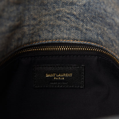 Saint Laurent Denim Quilted Medium Loulou Puffer Monogram Chain Satchel Blue Cinnamon 8 of 10