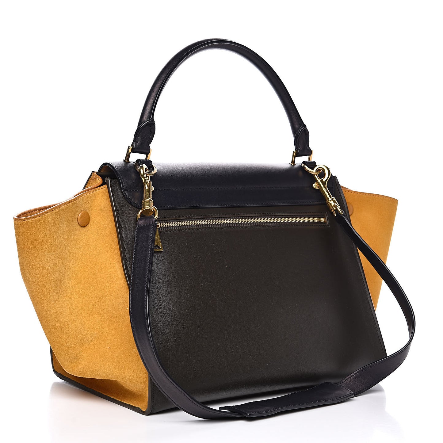 Smooth Calfskin Suede Medium Tri-Color Trapeze Mustard