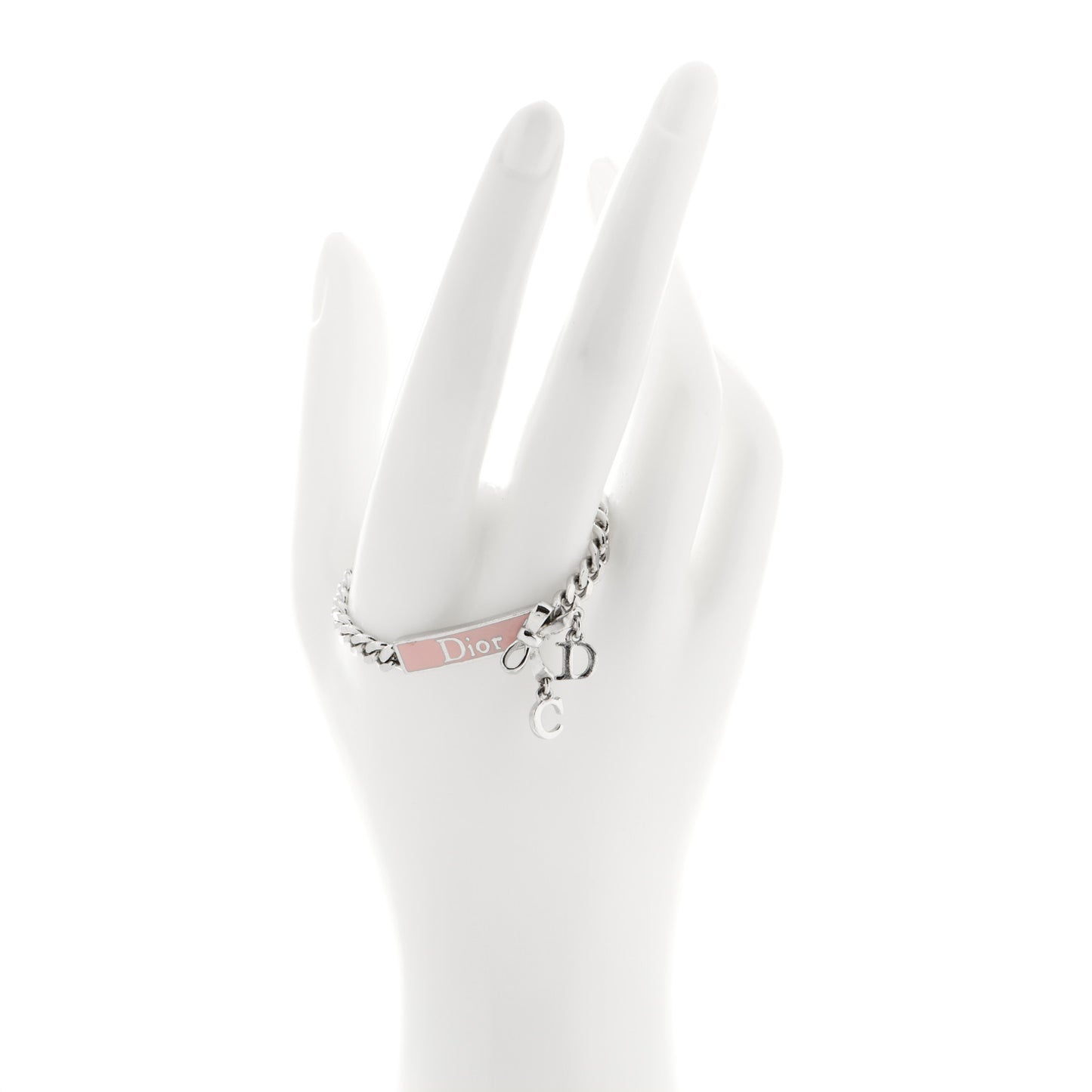 Enamel Bow Bracelet Silver Pink