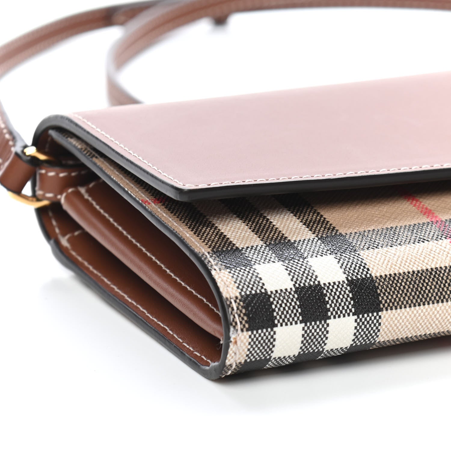 Burberry Calfskin Vintage Check Wallet With Detachable Strap Archive Beige Tan 7 of 8
