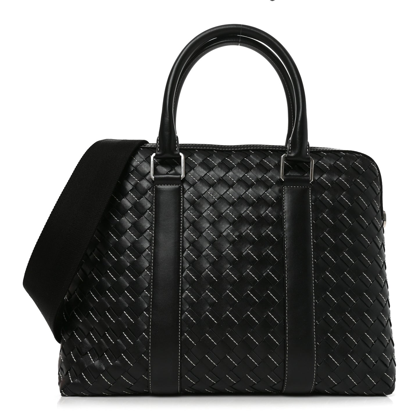 Nappa Intrecciato Medium Briefcase Black