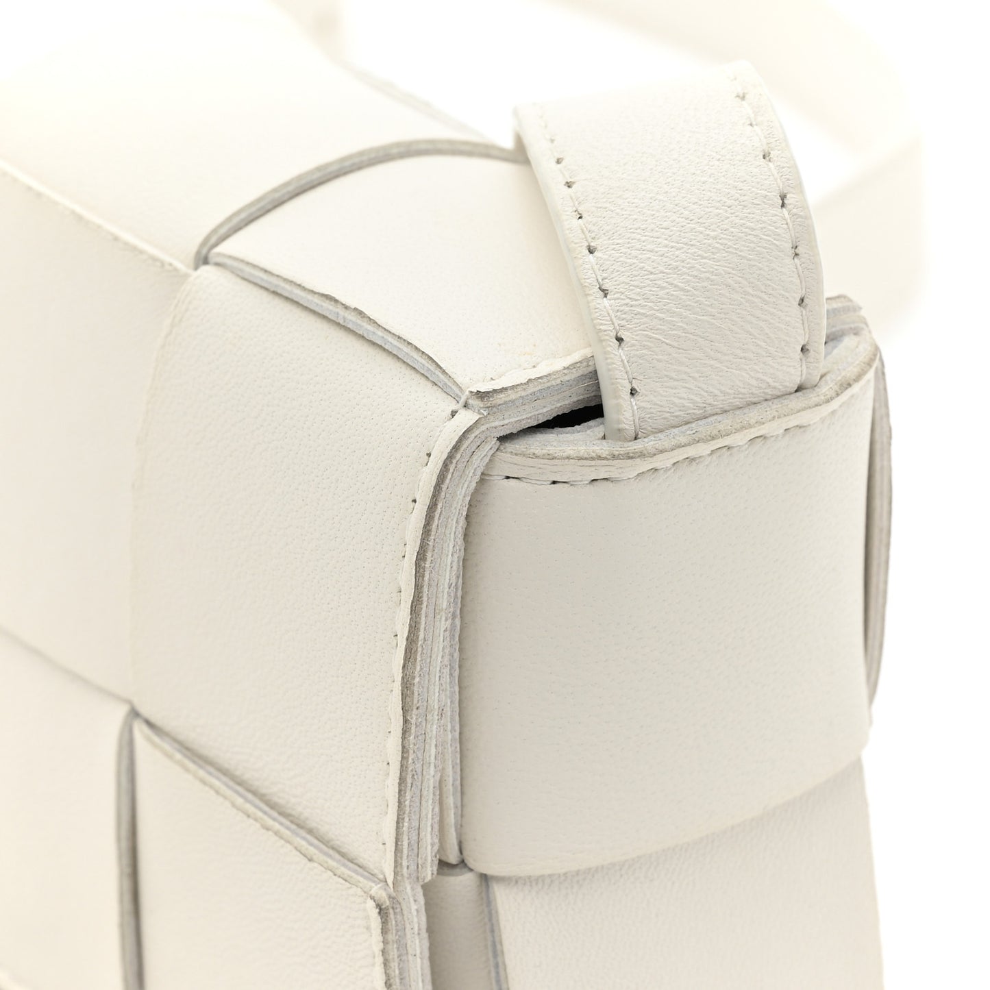 Lambskin Maxi Intrecciato Extra Mini Cassette Crossbody Bag White