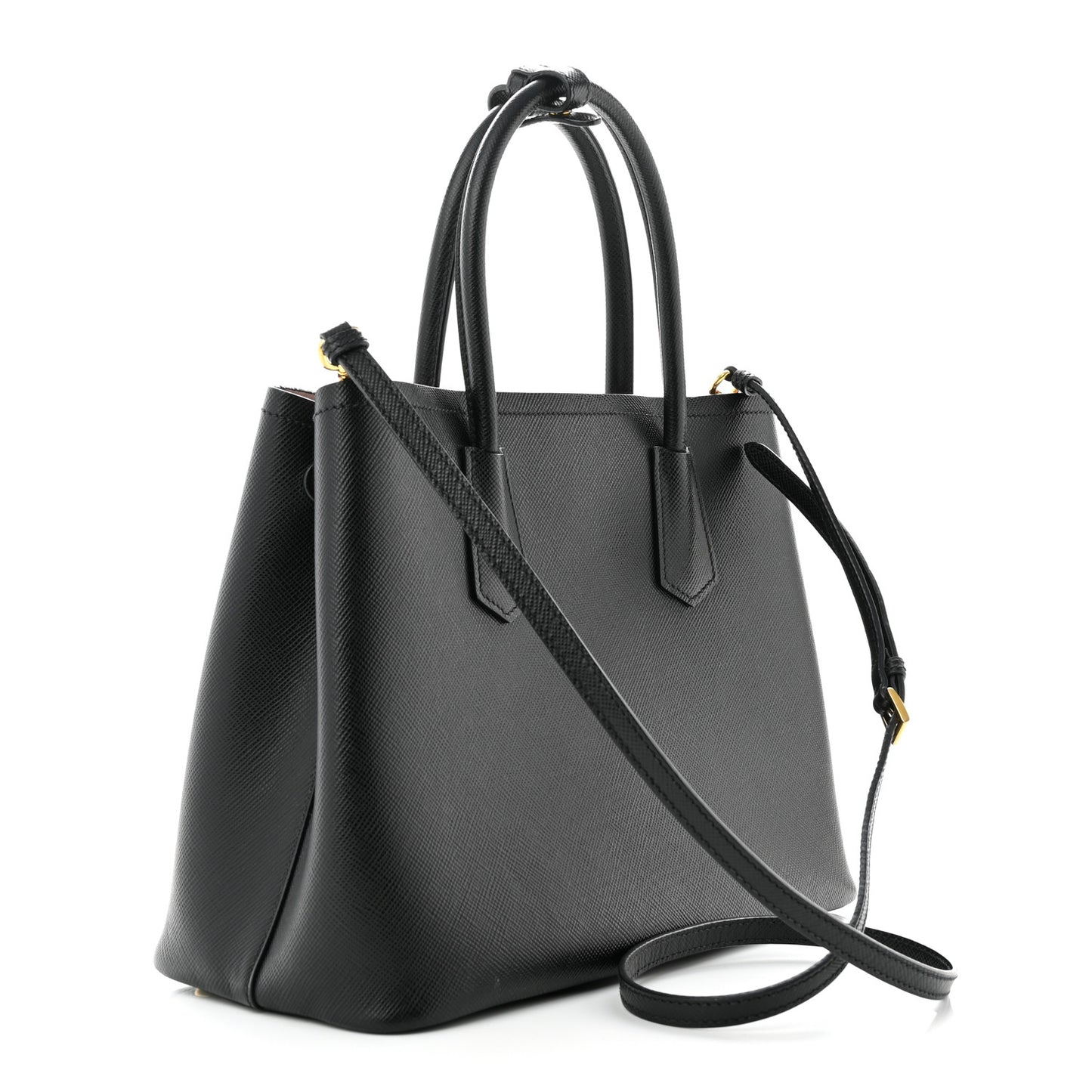 Saffiano Cuir Large Double Bag Black Mughetto