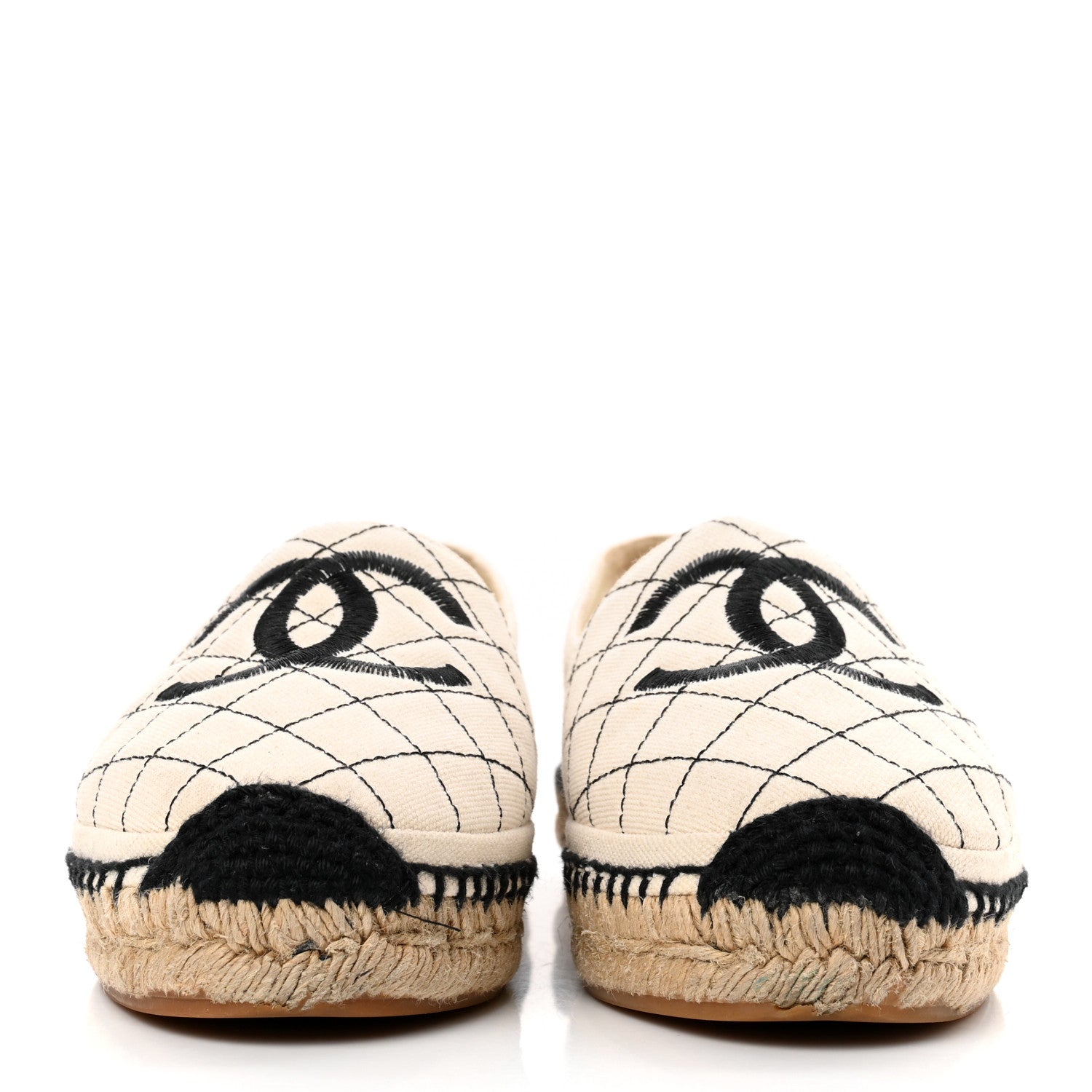 Chanel Fabric Biarritz CC Espadrilles 37 Beige Black 2 of 13