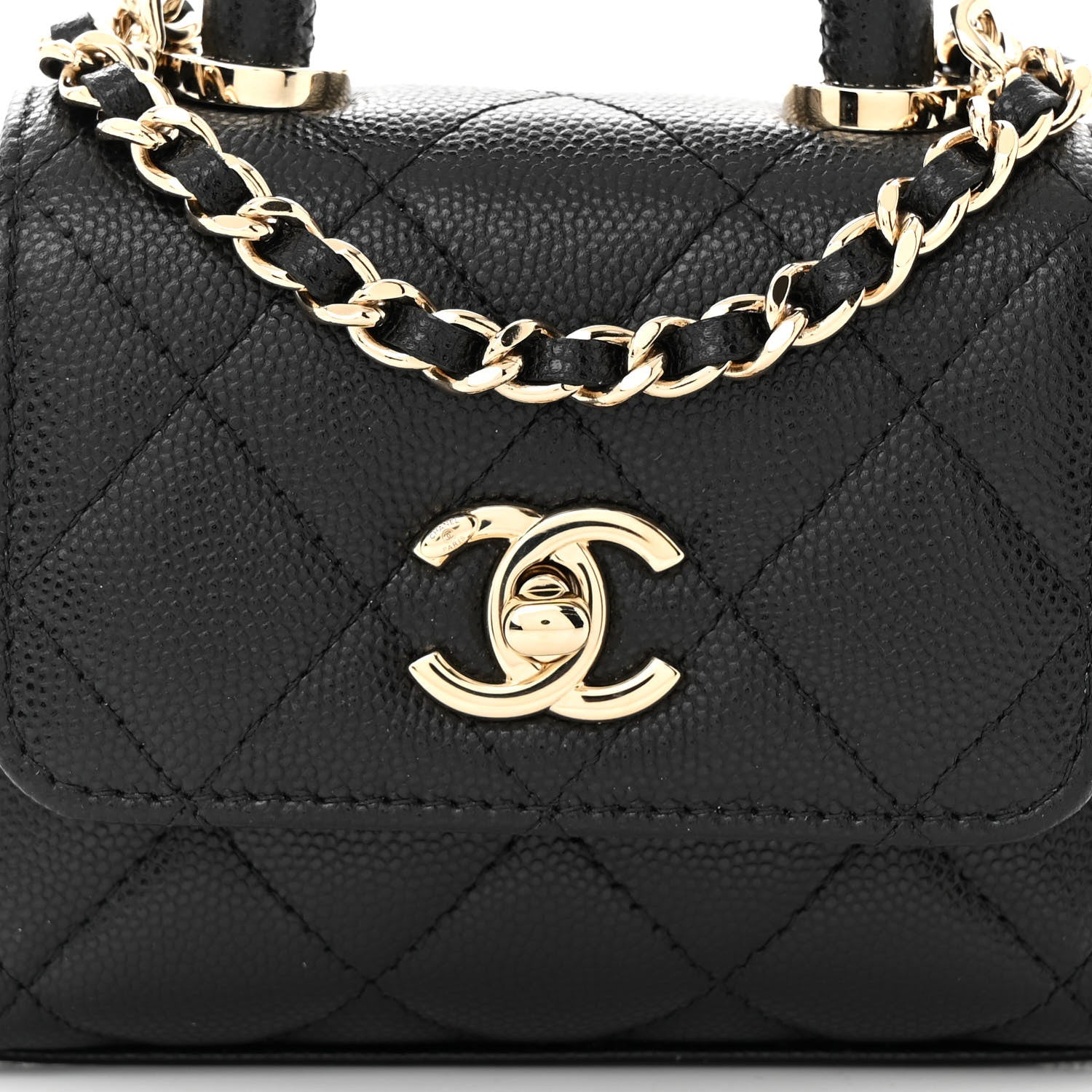 Chanel Caviar Quilted Nano Coco Handle Clutch With Chain Black 8 of 11