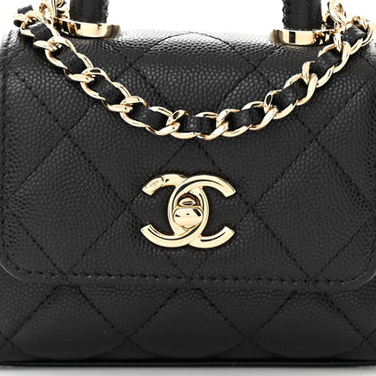 Chanel Caviar Quilted Nano Coco Handle Clutch With Chain Black 8 of 11