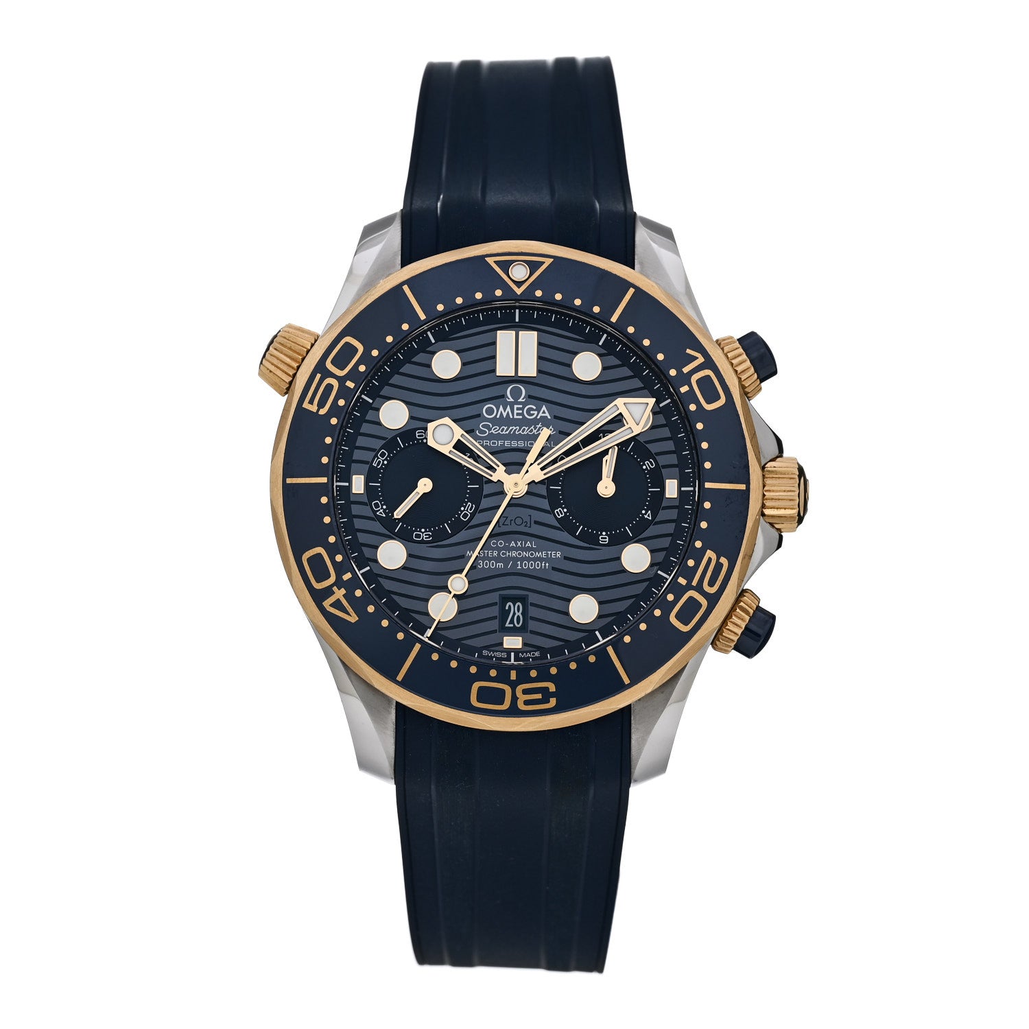 Omega Stainless Steel 18K Yellow Gold Rubber 44mm Seamaster Diver 300M Co-Axial Master Chronometer Automatic Watch Blue 210.22.44.51.03.001 1 of 5