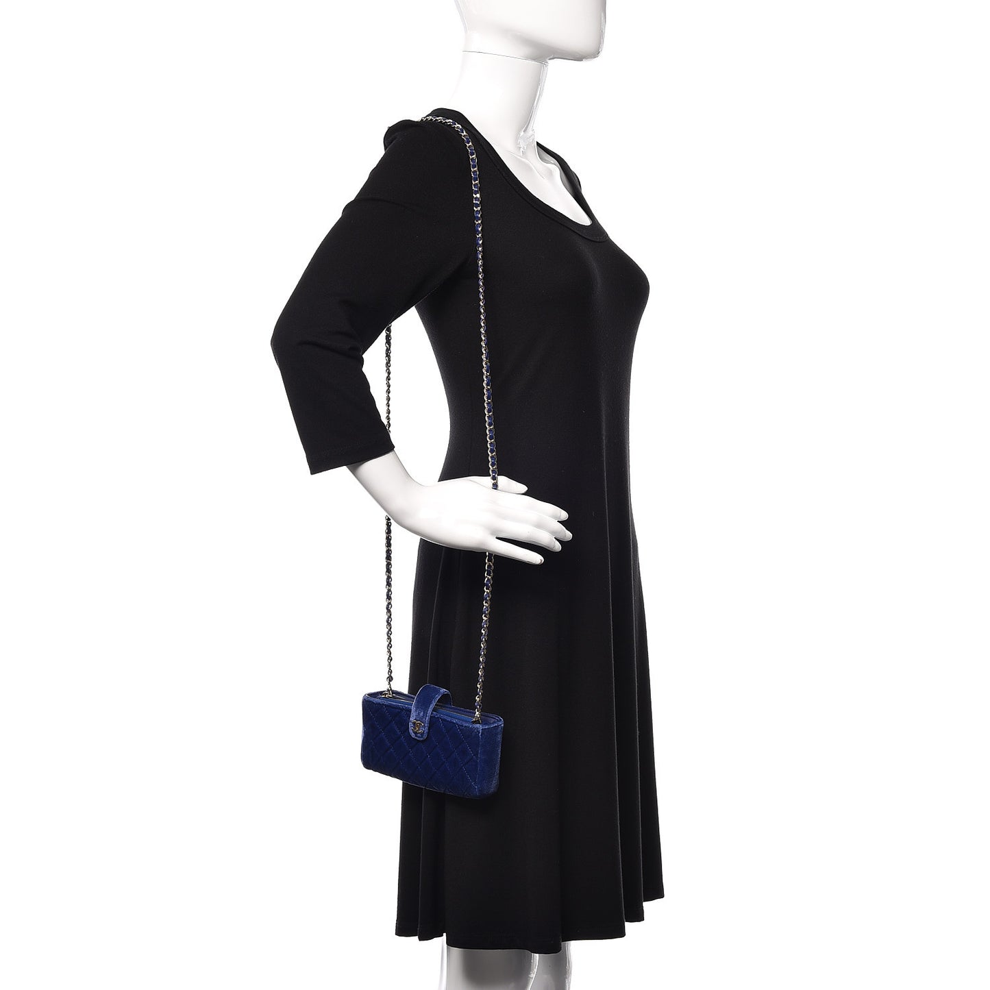 Velvet Quilted Mini Phone Holder Crossbody Bag Blue