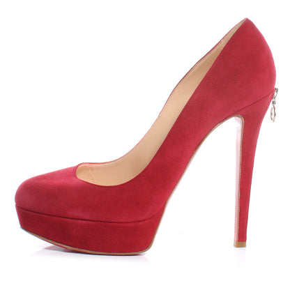 Christian Louboutin Suede Bianca Back Zip 140 Pumps 40.5 Red 1 of 7