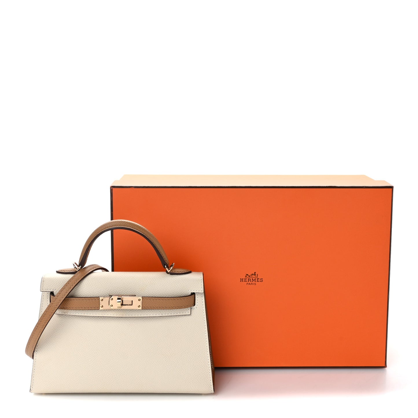 Epsom Horseshoe Mini Kelly Sellier 20 Craie Biscuit