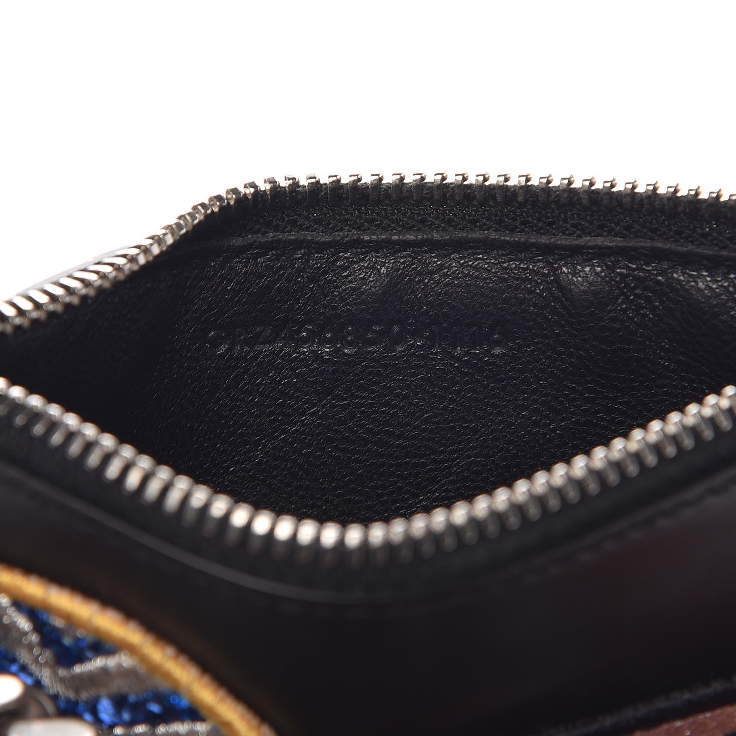 Saint Laurent Calfskin Paris Rainbow Fragments Zip Pouch Card Holder Black 6 of 8