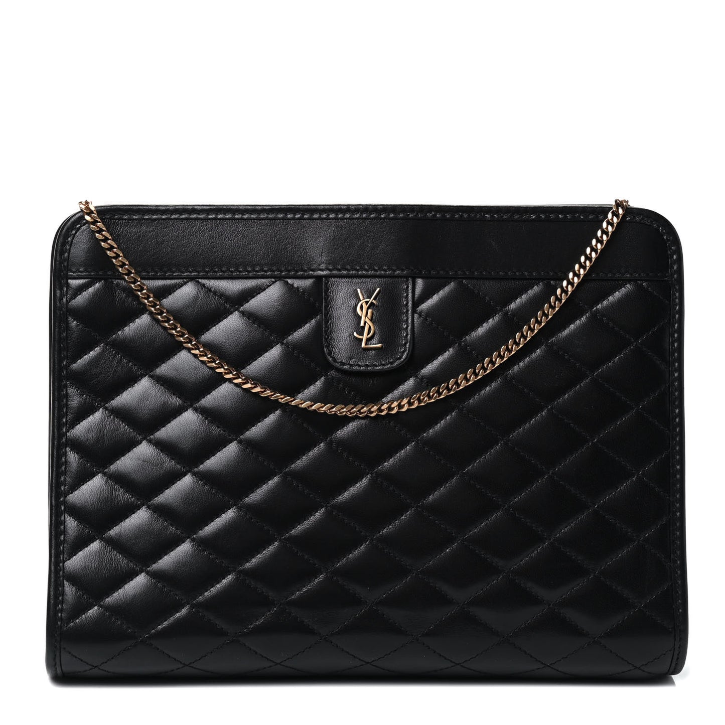 Lambskin Quilted Monogram Baby Victoire Chain Clutch Bag Black
