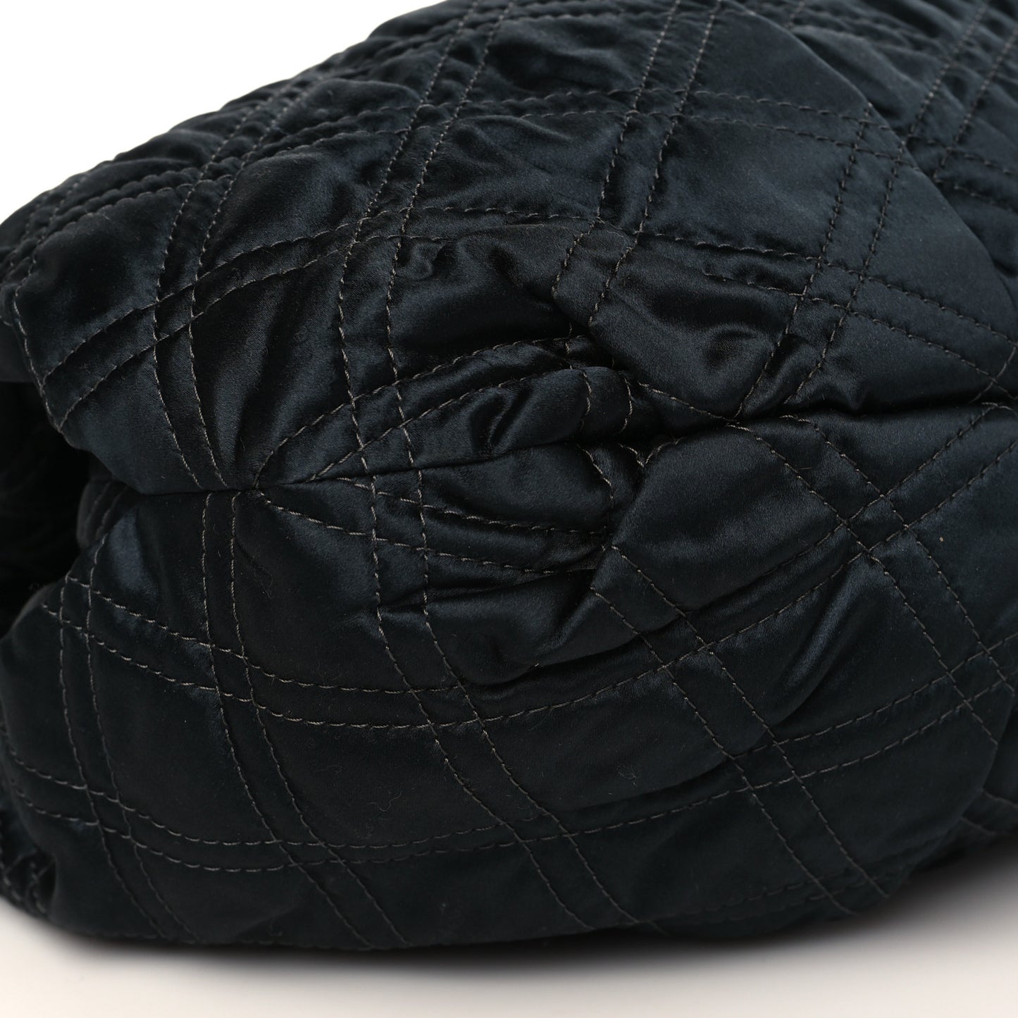 Satin Quilted Shoulder Bag Black