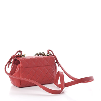 Chanel Shiny Sheepskin Quilted Mini Trapezio Flap Red 3 of 9