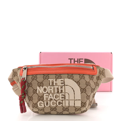 Gucci X THE NORTH FACE Monogram Textured Dollar Calfskin Embroidered Belt Bag Beige Ebony Mystic White Deep Orange 11 of 11
