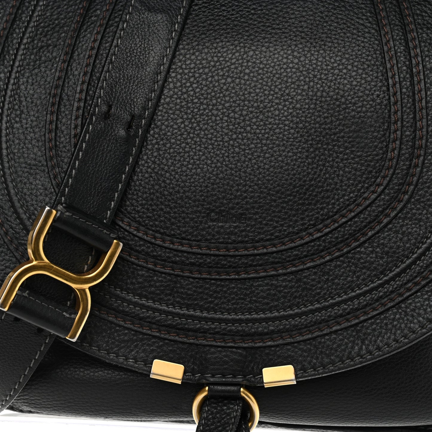 Calfskin Medium Marcie Round Crossbody Bag Black