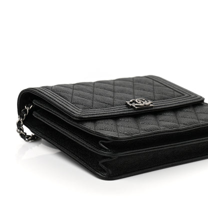 Chanel Caviar Quilted Boy Clutch With Chain Black 10 of 12